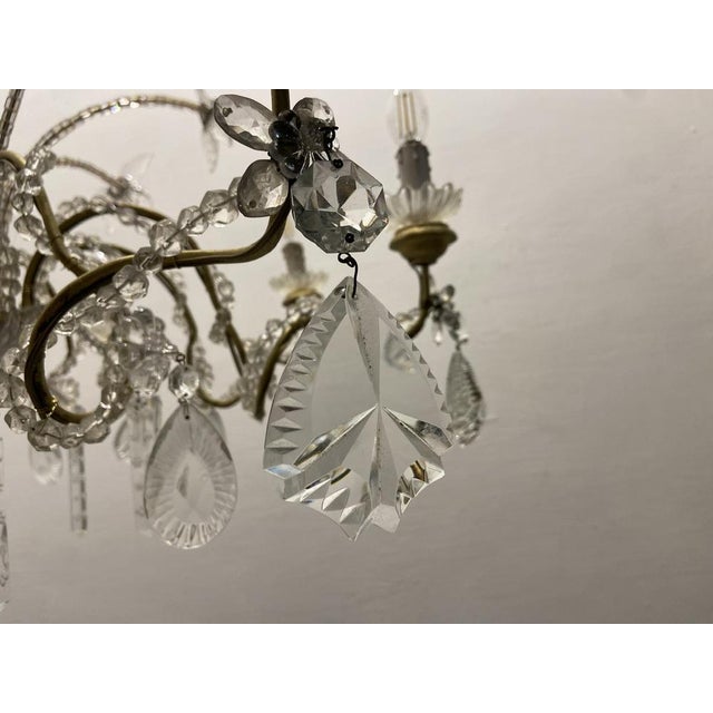 Crystal Beaded Murano Flower Chandelier, 1940s For Sale - Image 13 of 16