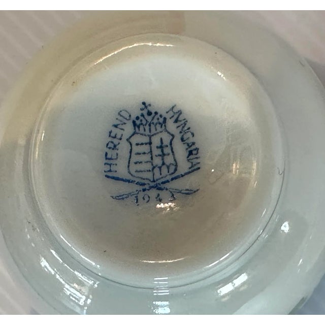 White 1940s Herend Trembleuse Cup and Saucer in Indian Basket Pattern- 2 Pieces For Sale - Image 8 of 9