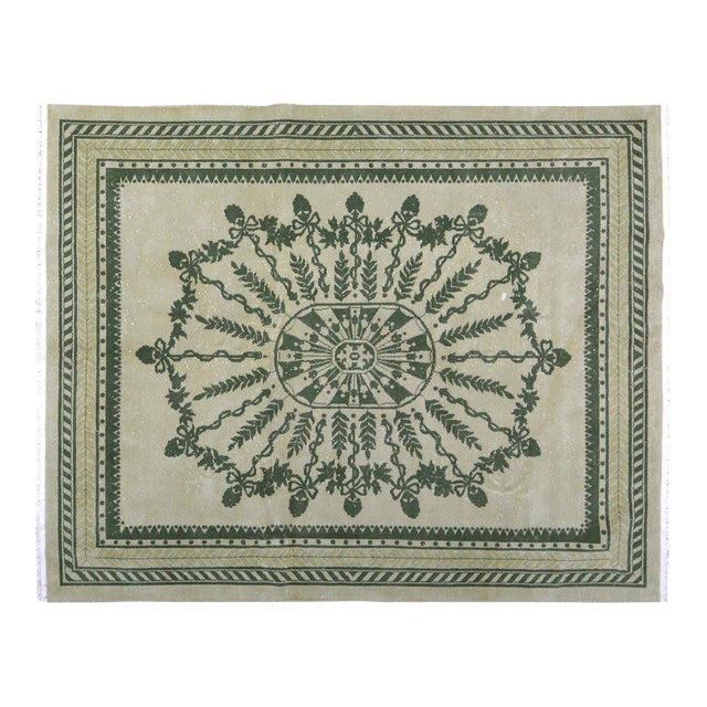 Vintage Chinese Art Deco Hand Knotted Wool Rug, 7'8''x9'10'' For Sale