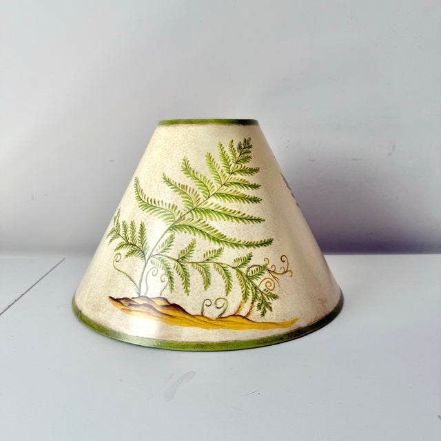 Vintage botanical motif Empire lampshade with spider fixture attachment.