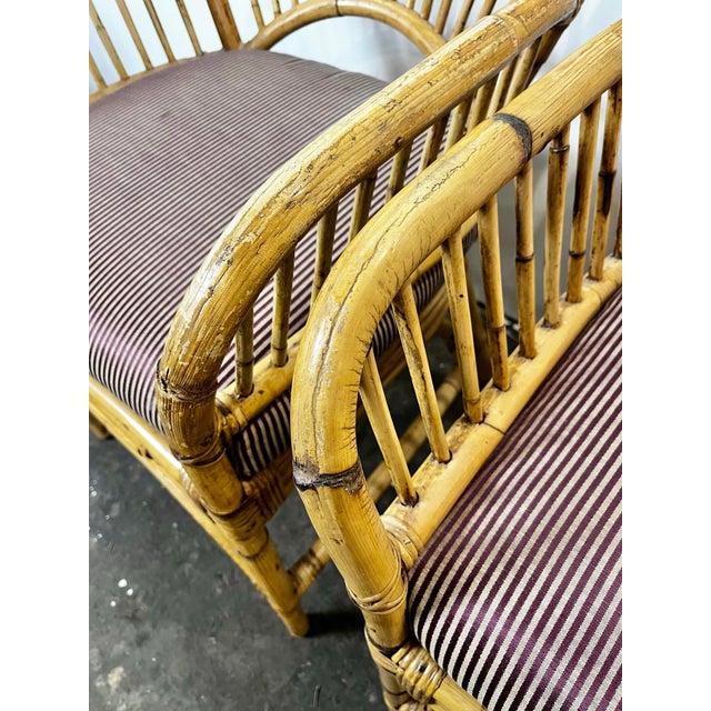 Vintage Rattan Bamboo Fan Back Chairs- A Pair For Sale In Tampa - Image 6 of 10
