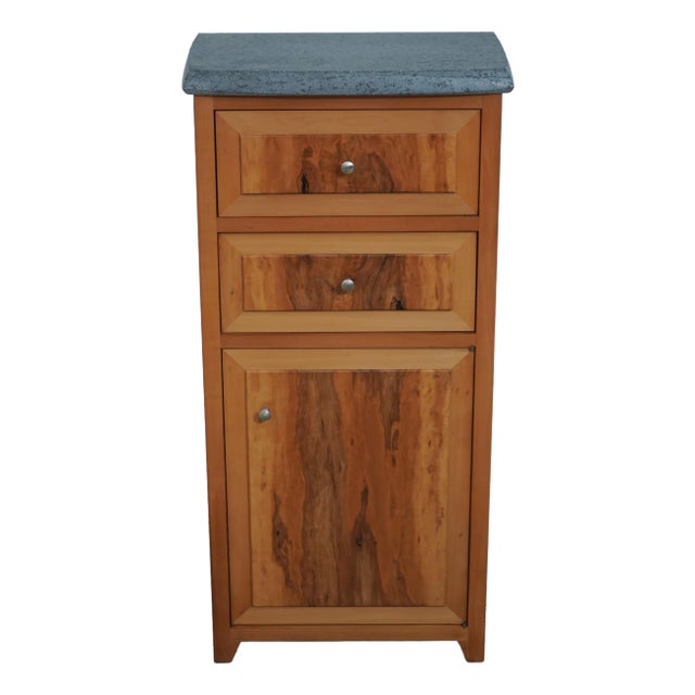 Slate Top Burl Studio Crafted 2 Drawer Cabinet For Sale