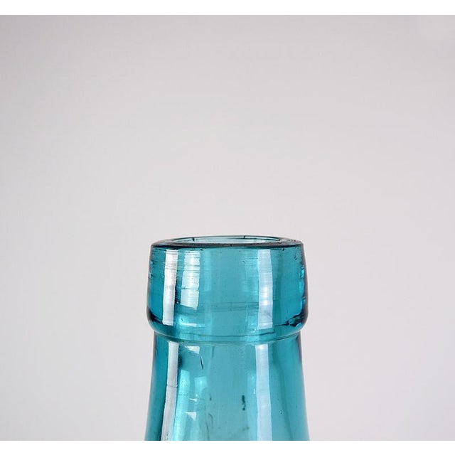 Vintage Turquoise Glass Bottle Lady Jeanne, France For Sale - Image 5 of 12