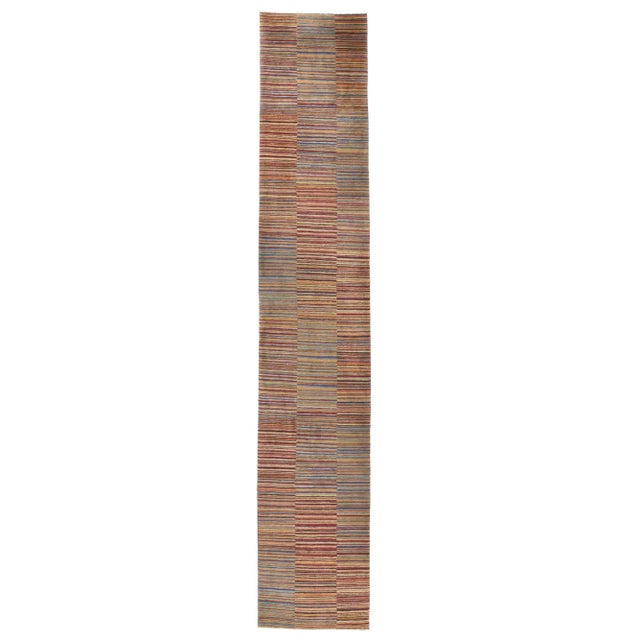 Colorful Striped Tibetan Rug Runner, 03'00 X 16'07 For Sale - Image 10 of 10