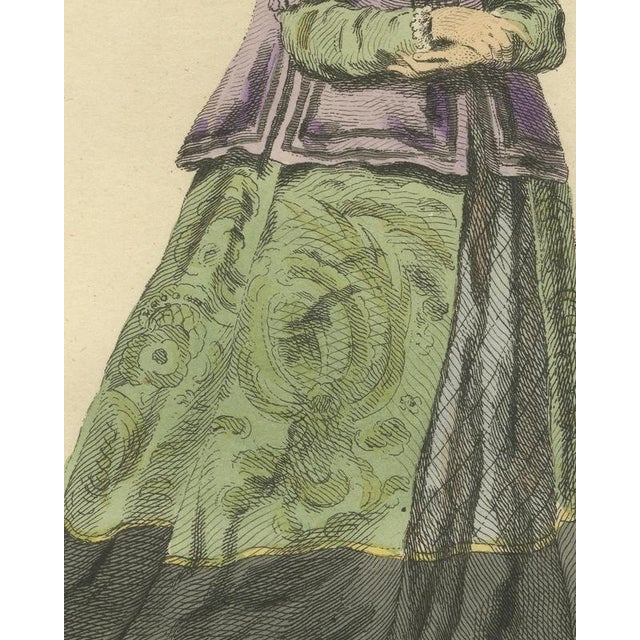 18th Century Jefferys, Noblewoman of Swabia in Purple Jacket and Green Skirt, Costume of 1581, 1757, Engraving For Sale - Image 5 of 9