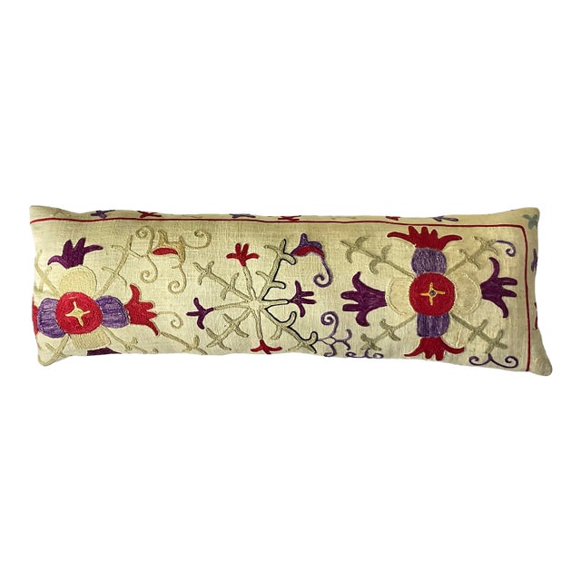 Antique Hand-Embroidered Suzani Pillow - a Piece of Art For Sale