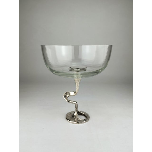 Mid-Century Glass Bowl with Organically Shaped Metal Base by Kurt Jesch for Amadeo / Fratelli Tonini, 1970 For Sale - Image 12 of 12
