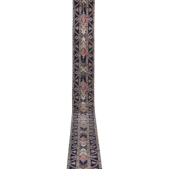 Turkish Hand Knotted Vintage Long Runner Rug - Stair Carpet 1'8'' X 22'3'' 21" x 280" / 54x 712 Cm Hand woven with high...