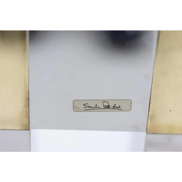 Metal Geometric Table Lamp in Silver and Gold Metal, 1970s For Sale - Image 7 of 8