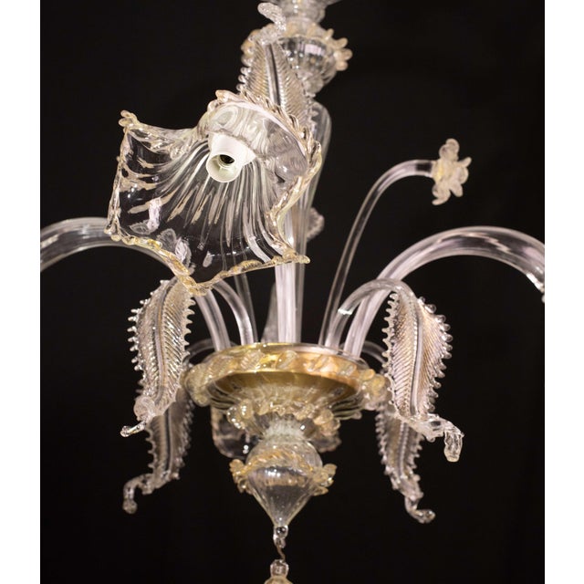 Transparent Vintage Venetian Chandelier, Transparent and Gold Murano Glass, 1970s For Sale - Image 8 of 16
