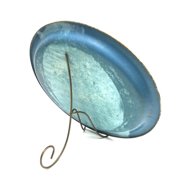 Metal Authentic Antique Toleware Platter Serving Tray For Sale - Image 7 of 12