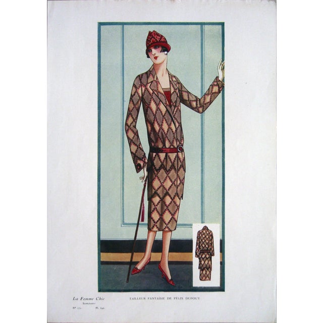1920s Vintage Paris, La Femme Chic, Tailleur Fantaisie De Felix Dupouy, Print For Sale