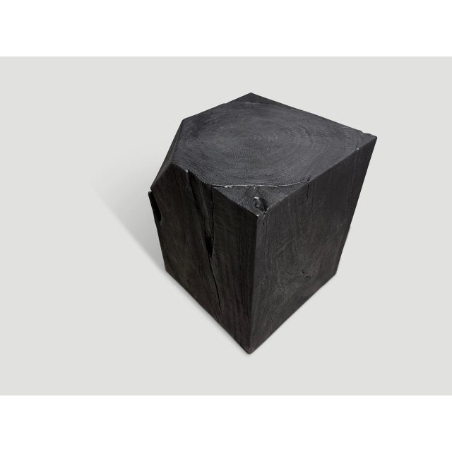 2010s Andrianna Shamaris Minimalist Charred Side Table For Sale - Image 5 of 6