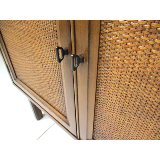 Walnut Caned Nightstand Chests in the Style of Widdicomb For Sale In Cincinnati - Image 6 of 12