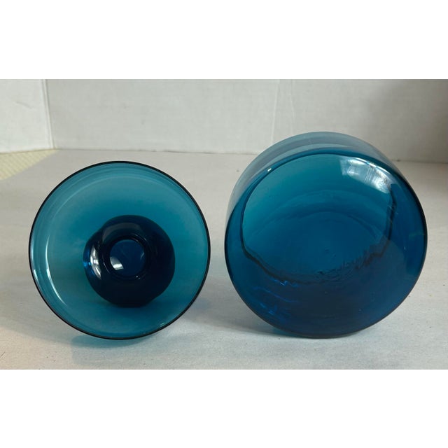 Mid-Century Modern Vintage 1960’s Lidded Jar Attributed to Bertil Vallien MCM Blue Series Art Glass Kosta Boda Swedish For Sale - Image 3 of 11