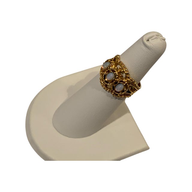 Traditional 1970s Ladies Costume Gold Opal Ring, Size 5.5 For Sale - Image 3 of 4