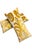 These decorative throw pillows feature a vibrant yellow ikat pattern on one side and a solid mustard yellow velvet fabric...