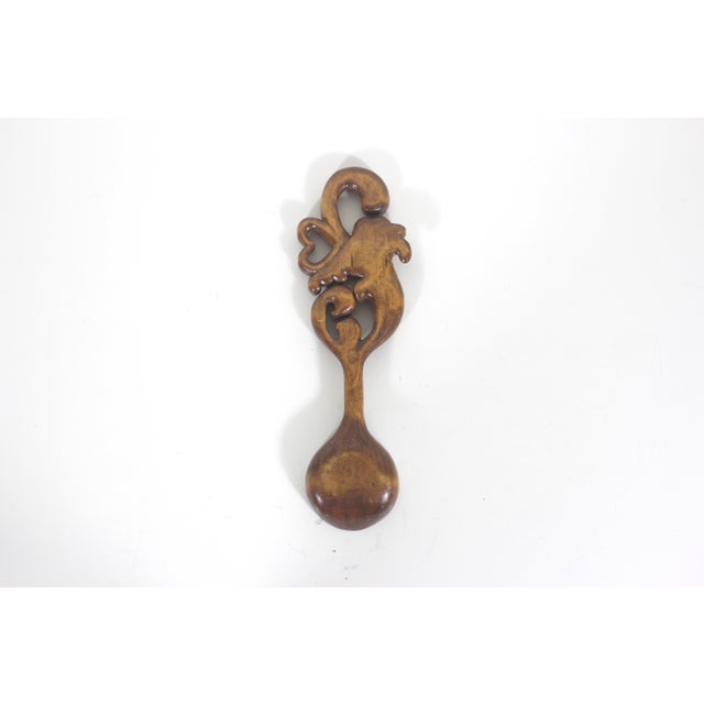 Early 20th Century Hand Carved Wood Spoon Folk Art Treen Welsh Love Spoon For Sale - Image 6 of 8