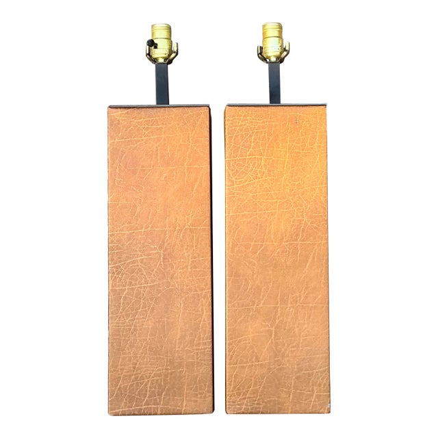 Vintage Boho Wrapped Leather Lamps - a Pair For Sale