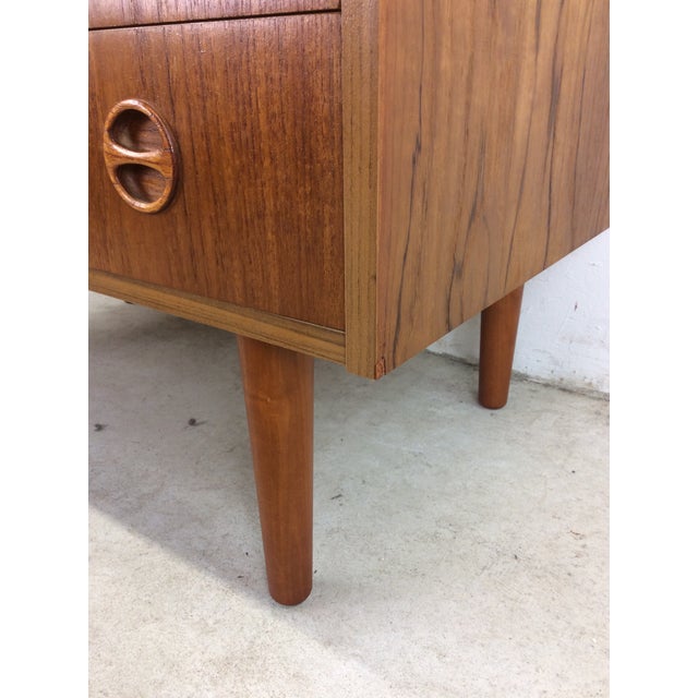 Wood Danish Modern Teak Chest of Drawers With Carved Wood Pulls and Tapered Legs For Sale - Image 7 of 12