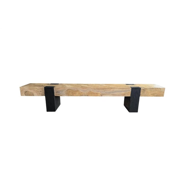 Contemporary Long Sculptural Teak Wood Bench, Modern Organic, Stunning Wood Textures For Sale - Image 3 of 11