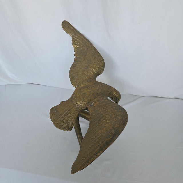 Mid 20th Century Americana Cast Brass Eagle Perched on Branch Sculpture For Sale - Image 9 of 10
