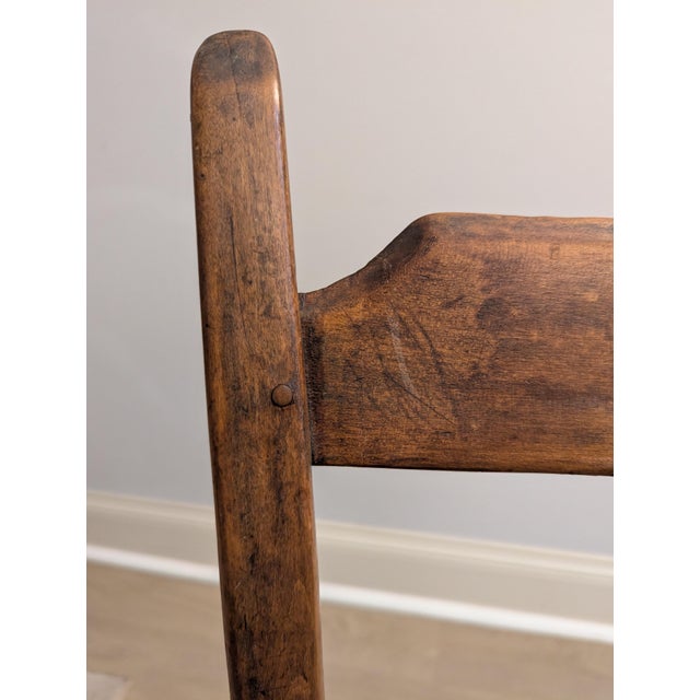 19th Century Early American Primitive Child's Ladderback Chair With Woven Leather Seat For Sale - Image 10 of 14