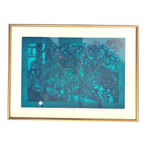 Vintage Print of Abstracted Foliage Seriograph by Molly Schiff