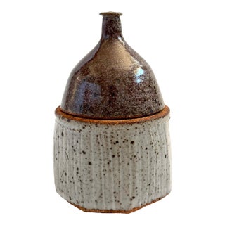Two Toned Studio Pottery Container For Sale