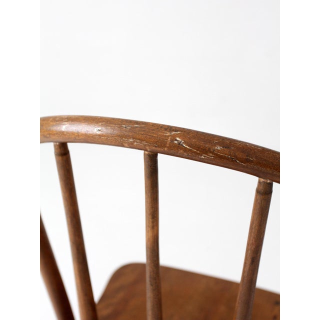 Brown Vintage Windsor Bow Back Dining Chair For Sale - Image 8 of 13