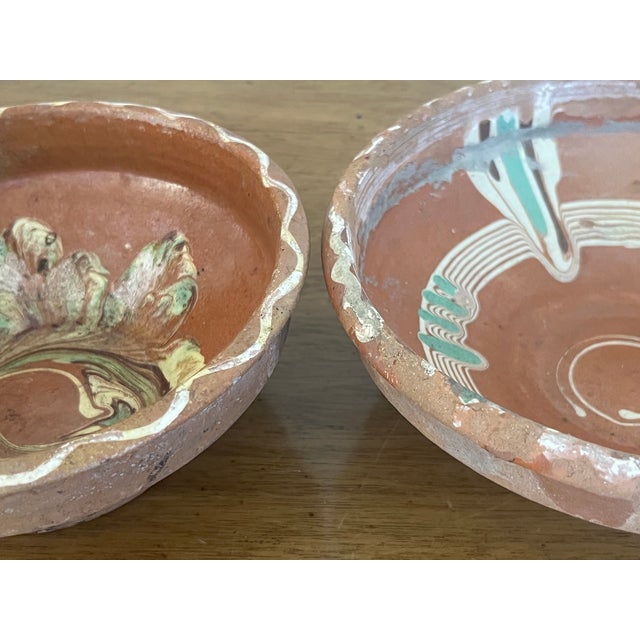 Vintage Terra Cotta Hungarian Earthenware Bowls- Set of 2 For Sale - Image 4 of 12