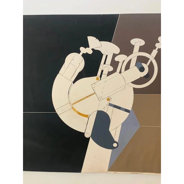 Element for space machine designed by Renato Volpini. tempera pencil and collage on rigid cardboard. present certificate...