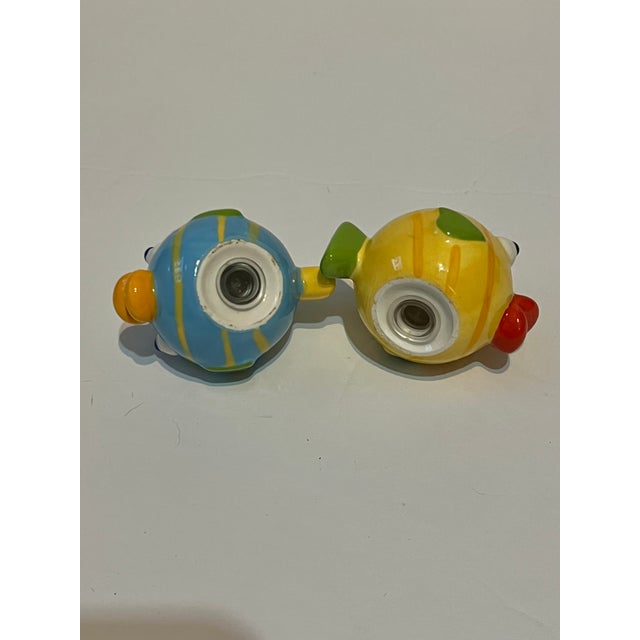 Art Deco Vintage Ceramic Whimsical Bubble Fish Salt and Pepper Shakers For Sale - Image 3 of 7