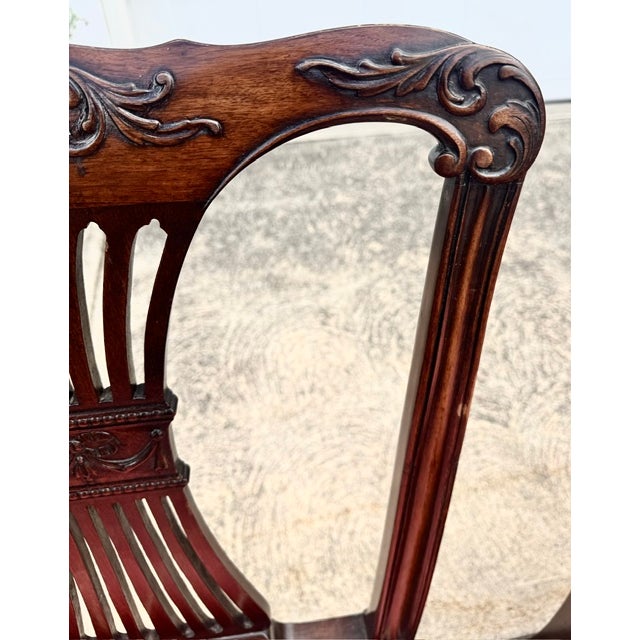 Vintage Mahogany Set of 4 English Chippendale Style Dining Chairs Ball and Claw Feet For Sale - Image 9 of 17