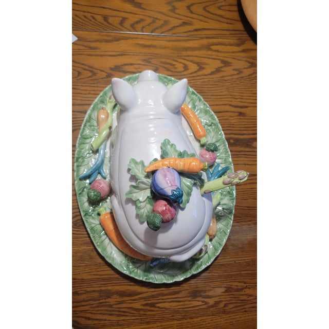 Fitz and Floyd Ceramic Pig Tureen With Tray For Sale In Dallas - Image 6 of 12
