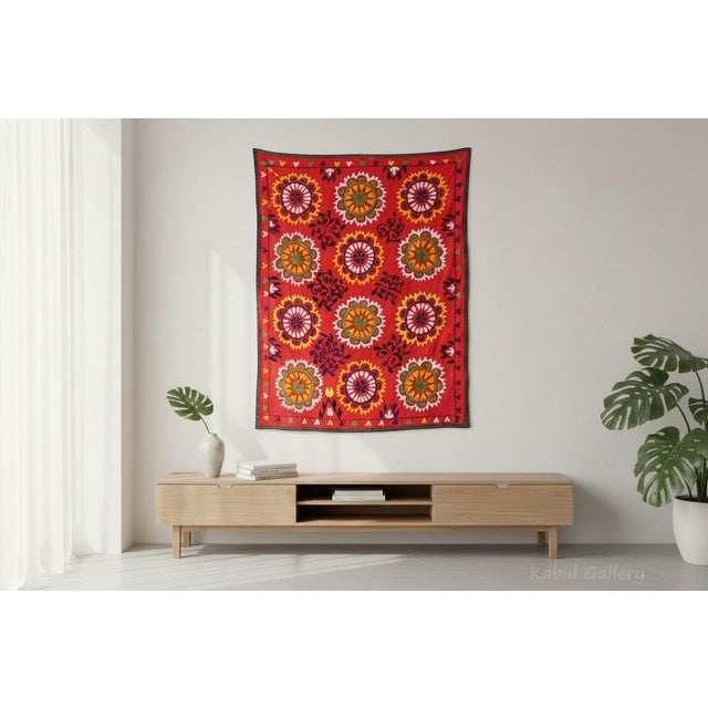 Hand Embroidered suzani from Uzbekistan.Tablecloth, Wall hanging, Bedspread,Bedcover. Actual colors may vary from those...