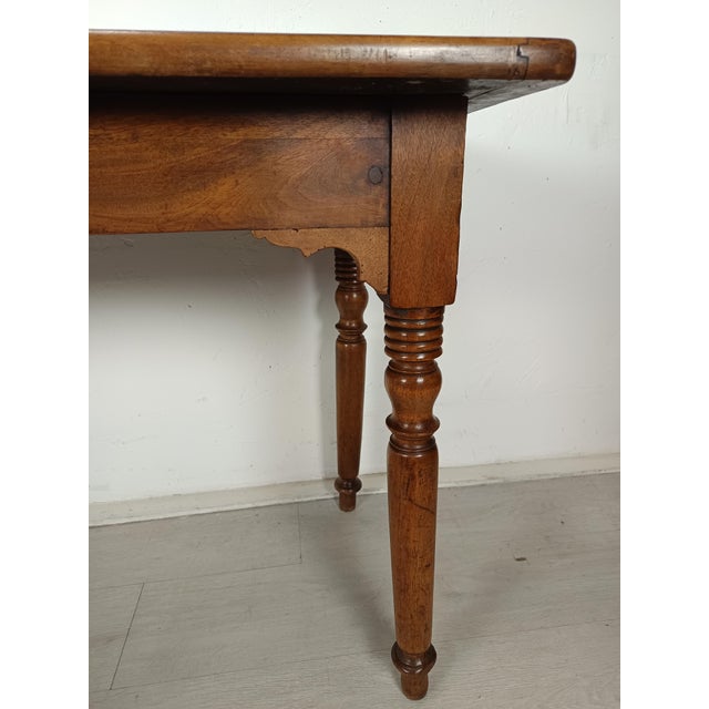 Farmhouse Bistro Table in Walnut, 1920s For Sale - Image 12 of 18