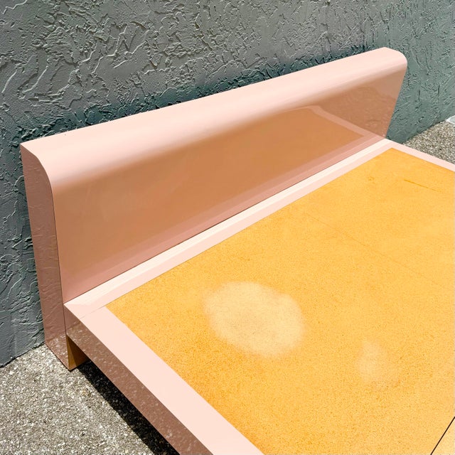 Postmodern Pink Gloss Laminate King Size Waterfall Platform Bed For Sale - Image 12 of 12