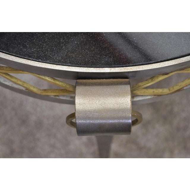 Late 20th Century Neoclassical Maison Jansen Style Steel Black Marble Round Bouillotte Side Table For Sale - Image 11 of 12