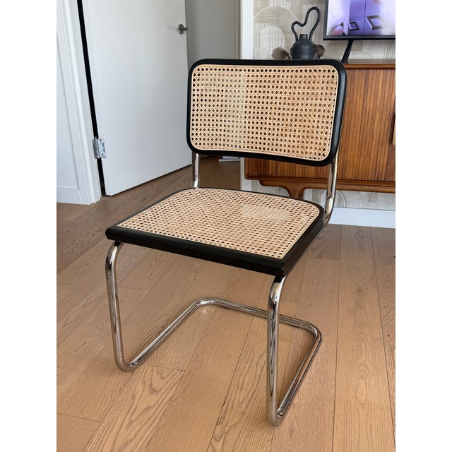 Wood Attributed to Marcel Breuer Cesca Caned Dining Chairs - Black X4 - Like New For Sale - Image 7 of 14