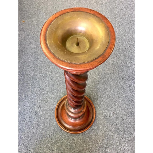 1950s Vintage Wood Barley Twist Candlestick For Sale - Image 4 of 10