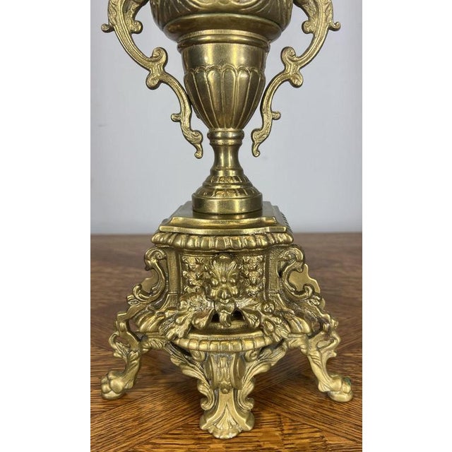 Vintage French Brass Ornate Decorative Candleholders, Set of 2 For Sale - Image 6 of 13