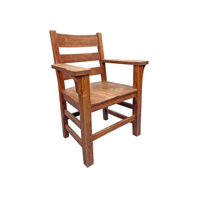 Mission Antique Mission Style Oak Side or Accent Chair For Sale - Image 3 of 7