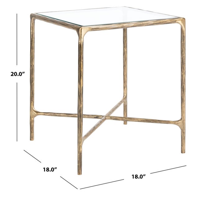 Modern Jessa Metal Square End Table in Brass with Glass Top For Sale - Image 3 of 7