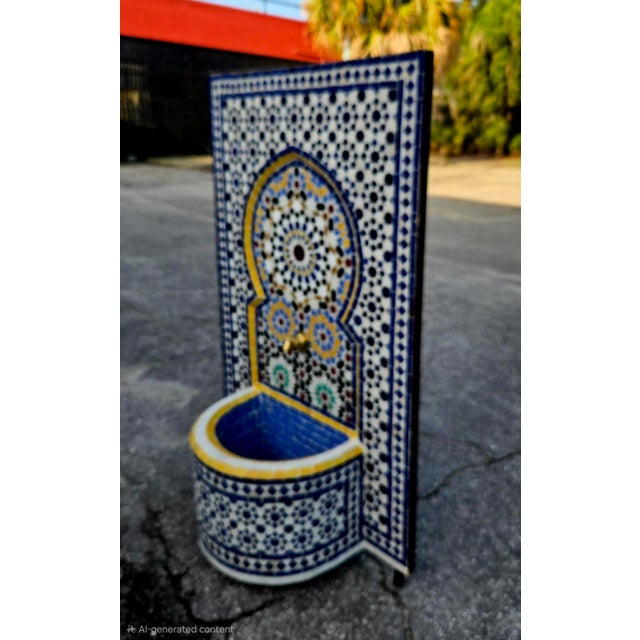 Moroccan Multicolor Rbatia Style Moroccan Mosaic Tile Fountain, Settachia Blue For Sale - Image 3 of 6