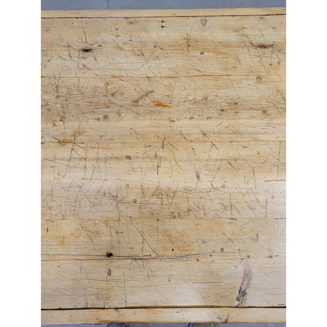 Antique Circa 1900 French Light / Bleached Pine Rustic Farmhouse Worktable Dining Table For Sale - Image 13 of 14