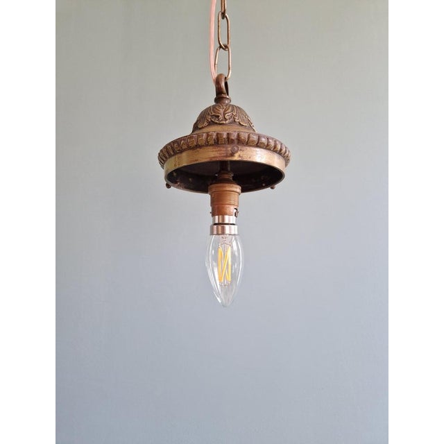 Gold Art Deco Pendant Light in Faceted Transparent Satin Glass, 1920s For Sale - Image 8 of 14