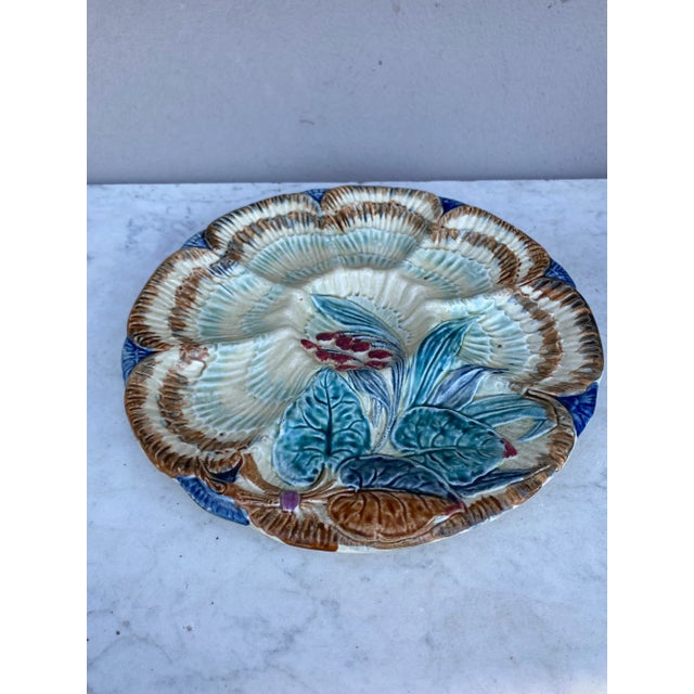 Nautical 19th Century Majolica Oyster Plate Wasmuel For Sale - Image 3 of 8