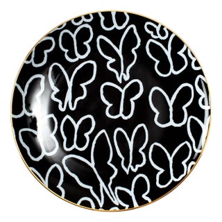 Belle Butterflies Dinner Plate, Black For Sale