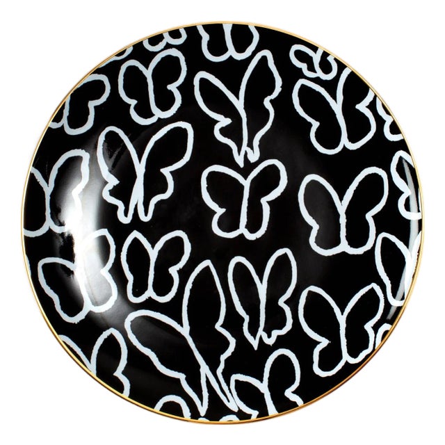 Belle Butterflies Dinner Plate, Black For Sale